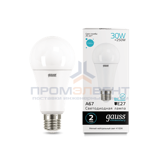 Лампа Gauss Elementary A67 30W 2360lm 4100K E27 LED 1/10/50