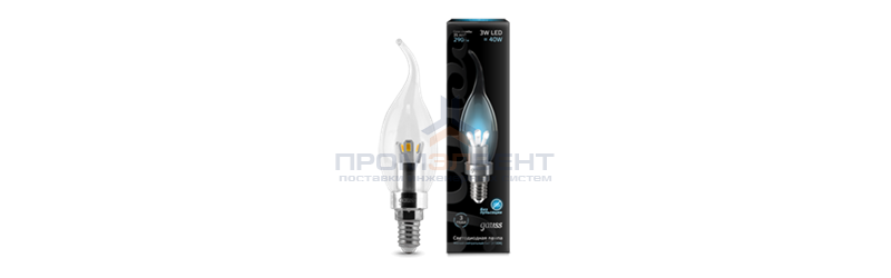 Лампа Gauss LED Candle Tailed Crystal clear  3W E14 4100K 1/10/100