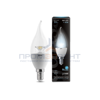 Лампа Gauss LED Candle Crystal Clear E14 4W 4100К 1/10/50